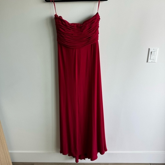Calvin Klein Vintage Red Drape Strapless Evening Dress Size 12 - Picture 2 of 10